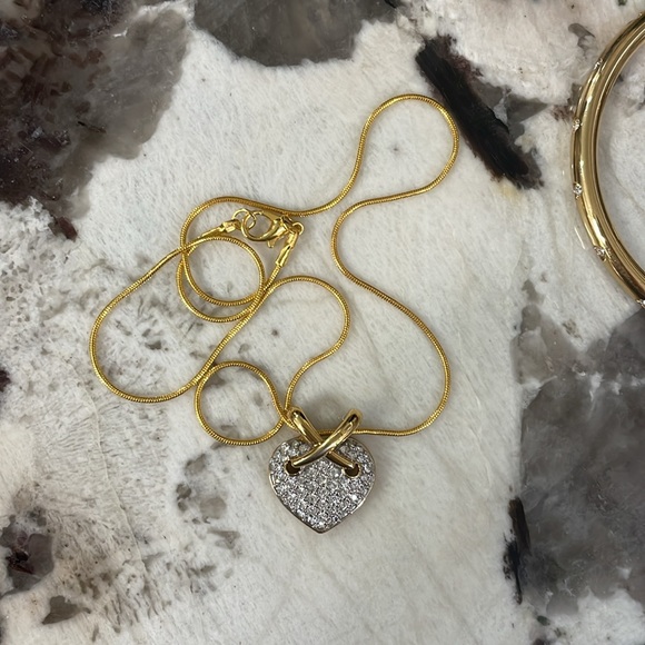 Swarovski Vintage Signed Polka Dot Crystal stacking Bangle & Pave Heart Pendant - Picture 5 of 14